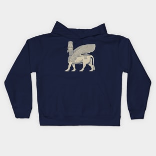 Lamassu Winged Bull Front Kids Hoodie